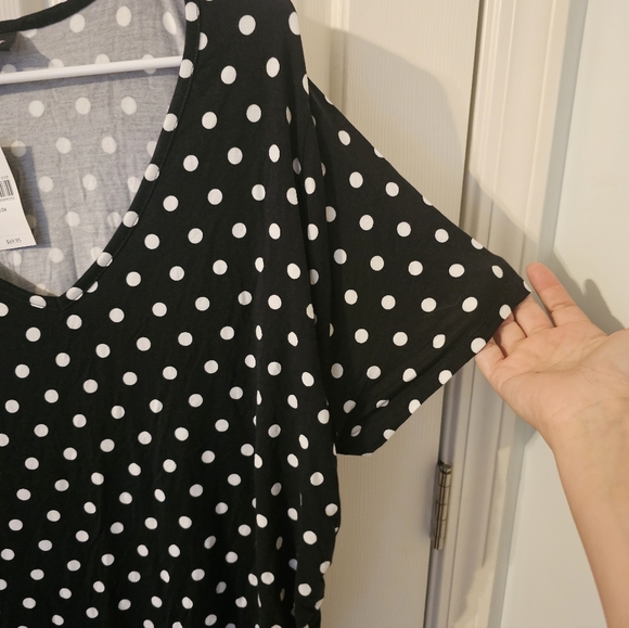 Lane Bryant NWT Polka Dot Waist Tie Stretchy Midi Dress Size 22/24 - Picture 2 of 6